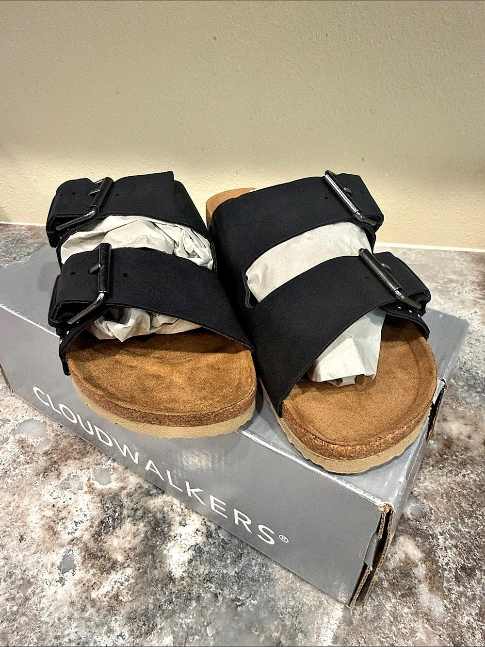 Cloudwalkers Siena Bling Black Studded Sandals US 8.5 W NWT